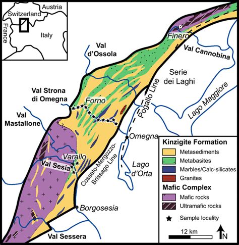 Geological overview map of the Ivrea Zone, Southern Alps (N-Italy).... | Download Scientific Diagram