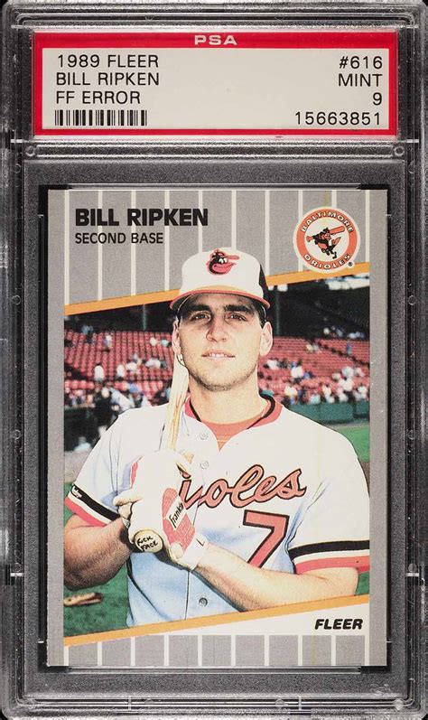 1989 Fleer Bill Ripken ROOKIE RC, FF ERROR #616 PSA 9 MINT (PWCC) - PWCC