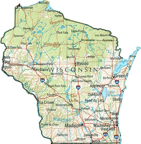 6 Best Images of Wisconsin State Map Printable - Printable Wisconsin Map with Cities, Wisconsin ...