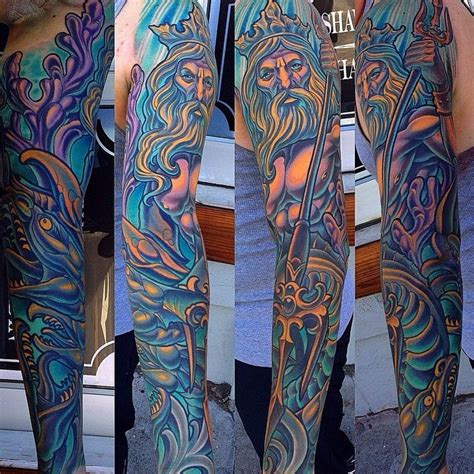 Poseidon Full-Color Underwater Sleeve - Remington Tattoo Parlor