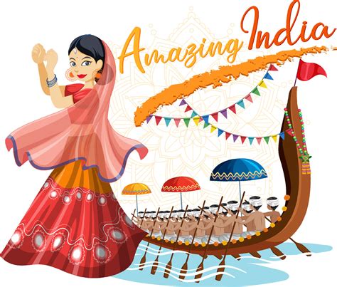 Amazing India lettering with Indian woman 7190715 Vector Art at Vecteezy