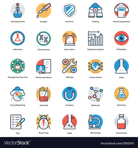 Flat icons set science and technology Royalty Free Vector