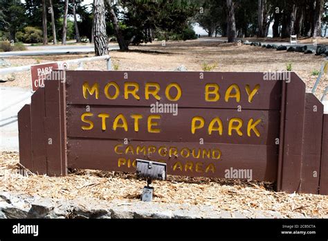 Entrance sign to Morro Bay State Park Campground, California Stock ...