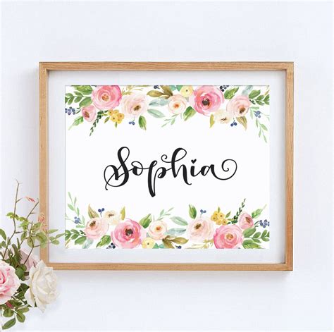 Nursery Name Decor Baby Girl Name Sophia Name Name Girls | Etsy