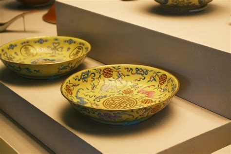 Yellow Decorative Chinese Porcelain Plates on Display · Free Stock Photo