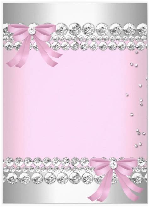 Pink & Silver with diamond boarder, diamonds and 2 diamond center bows ...