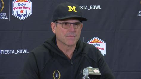 Michigan coach Jim Harbaugh press conference ahead of Fiesta Bowl ...