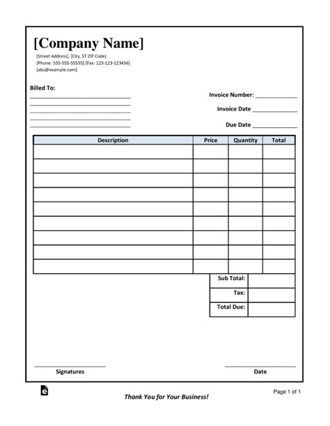 Free Vendor Invoice Template - PDF | Word – eForms