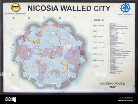 Tourist map of the old walled city of Nicosia located in North Nicosia (Lefkosa), Turkish ...