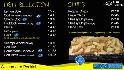 Menu | Peckish Fish and Chips Camelford