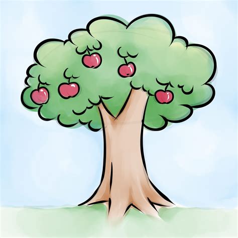 Easy Apple Tree Drawing