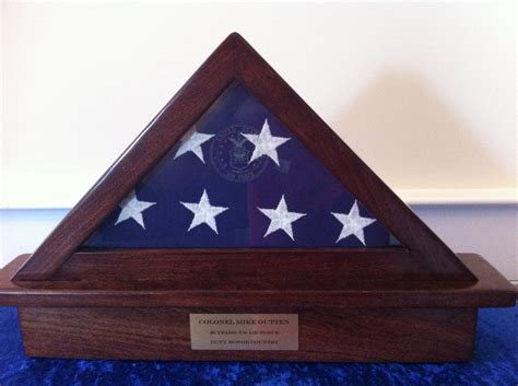 5 X 9.5 Memorial Flag Display Case with etched military seal