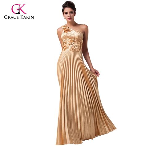 2018 Beautiful Luxury Gold Evening Dress Grace Karin Satin long Party Dresses new Formal Gowns ...