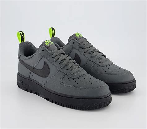 Nike Air Force 1 07 Trainers Iron Grey Black Volt - Men's Trainers