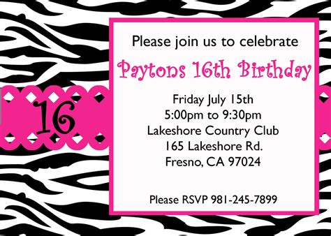 Download Now FREE Template Sweet 16 Birthday Invitations Templates ...