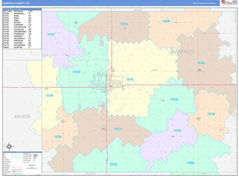 Garfield County, OK Wall Map Color Cast Style by MarketMAPS