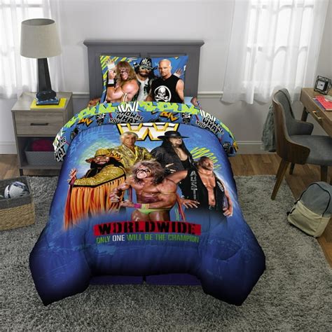 WWE Wrestling Kids Blue Microfiber Bed-in-a-Bag Bedding Bundle Set ...