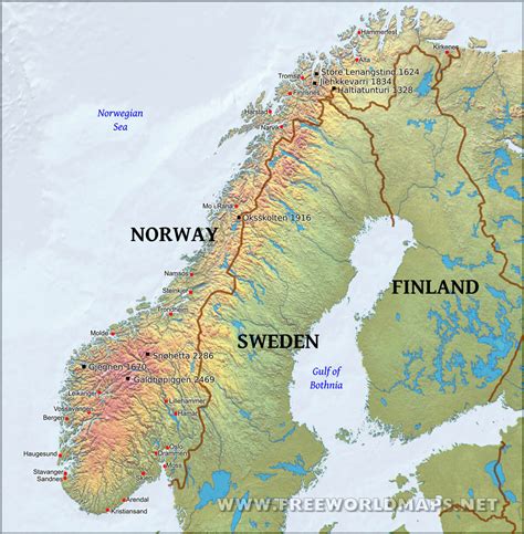 Norway Physical Map