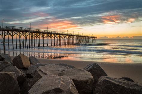 Carolina Beach Pier Against Scenic Sunrise Stock Photo - Image of ...