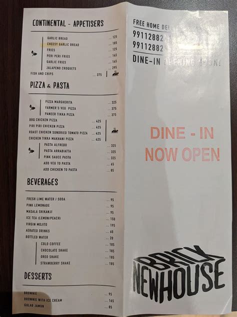 Menu at New Brick House Restaurant, Delhi