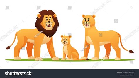 Set of lion family cartoon illustration - Royalty Free Stock Vector ...