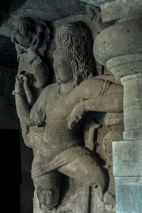 Linga Shrine, Showing Guardian Figures or Dwarpala.Elephanta Caves, Editorial Photography ...