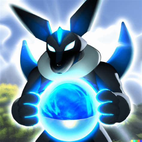 Lucario charging an aura sphere made by Dall-E. : lucario