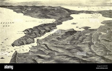 World War 1. Map of the Turkish Straits of the Dardanelles with the Stock Photo: 59777535 - Alamy