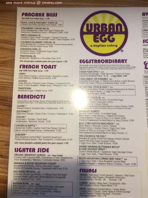 Online Menu of Urban Egg - Briargate Restaurant, Colorado Springs, Colorado, 80920 - Zmenu