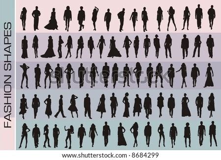 Set People Silhouettes Stock Vector 133975157 - Shutterstock