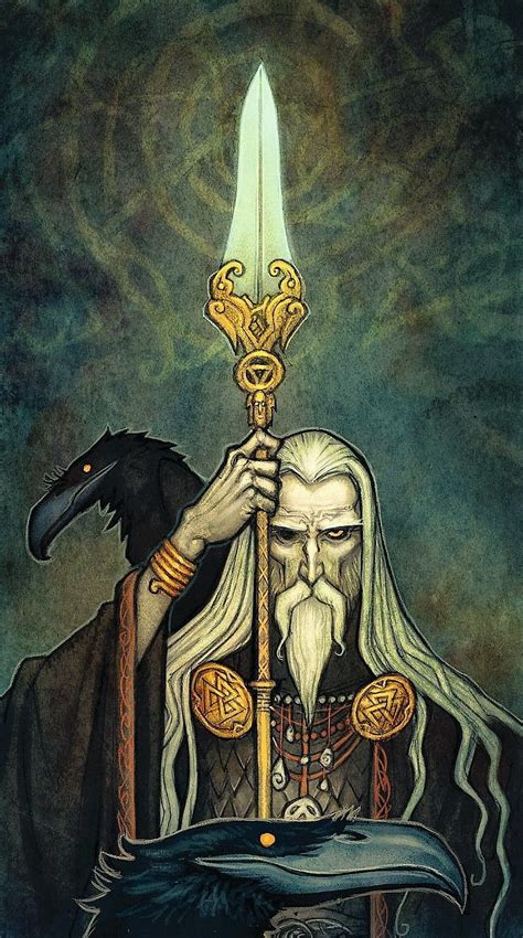 OLEH JOHAN EGERKRANS. Mitos. Mitologi norse Odin, seni Viking wallpaper ...