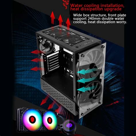 RGB Computer Case Double Side Tempered Glass Panels ATX Gaming Water Cooling PC Case with 2 ...