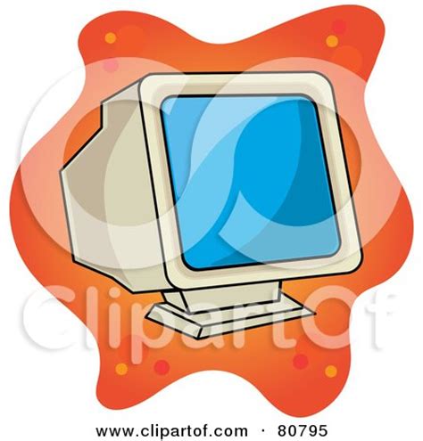 Royalty-Free (RF) Clipart Illustration of an Old Fashioned Computer Monitor Screen On Orange by ...