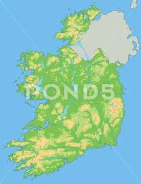 High detailed Ireland physical map. Illustration #154395280