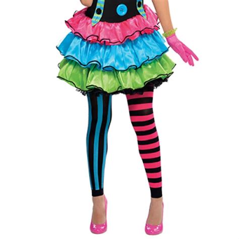 Girls Teen Cool Clown Costume Circus Fancy Dress Party Halloween Jester Monster