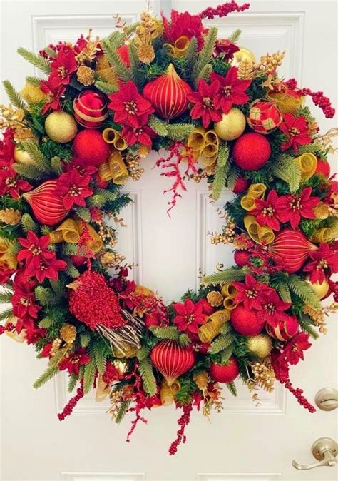 XXL 36in Red Poinsettia Wreath Red Cardinal Wreath Vintage Retro ...