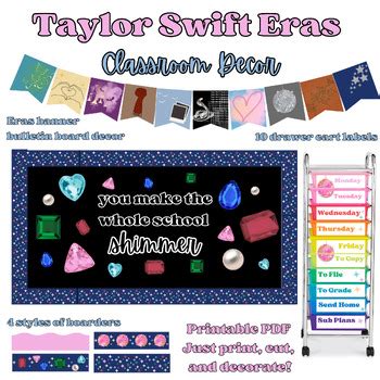 Taylor Swift Eras Classroom Décor | Bulletin Board | Rolling Cart Label ...