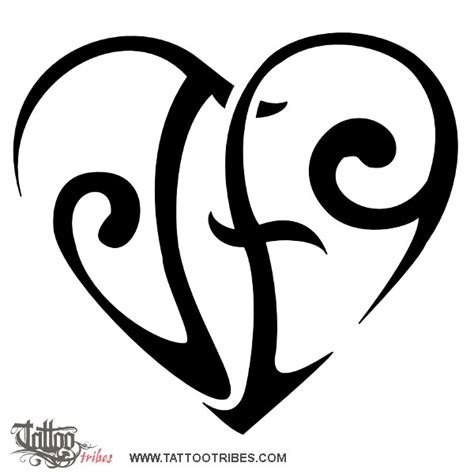 J+F heart (Union) heartigram union original tribal tattoo design