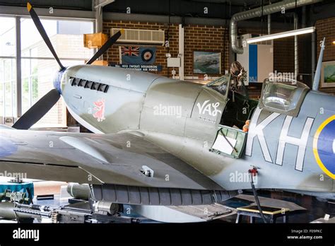 RAF Manston Spitfire museum, Spitfire XVI, side view showing cockpit ...