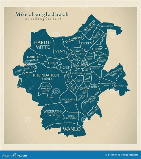 Moenchengladbach Map With Boroughs And Modern Round Shapes Vector Illustration | CartoonDealer ...