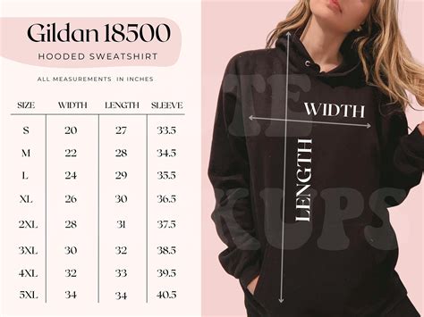 Gildan 18500 Size Chart Hoodie Size Chart Gildan Size Guide Heavy Blend ...