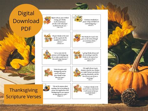 Thanksgiving Scripture Verse Cards, Instant Download, Printable File, Thanksgiving Bible Verse ...