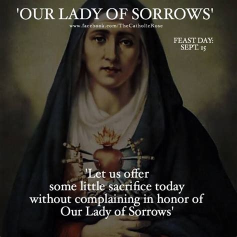 Our Lady of Sorrows Feast Day Sept 15 | Our lady of sorrows, Blessed mother mary, Catholic