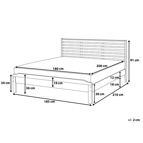 a bed with measurements for the frame and headboard