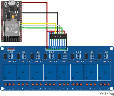 Controlling 8 relays with ESP32 and shift register • AranaCorp