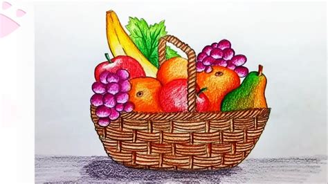 How to draw Fruit Busket.Step by step(easy draw) - YouTube