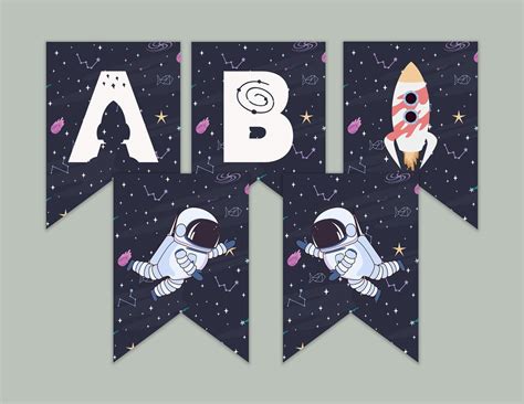 Space Theme Birthday Party Banner Personalized Printable - Etsy