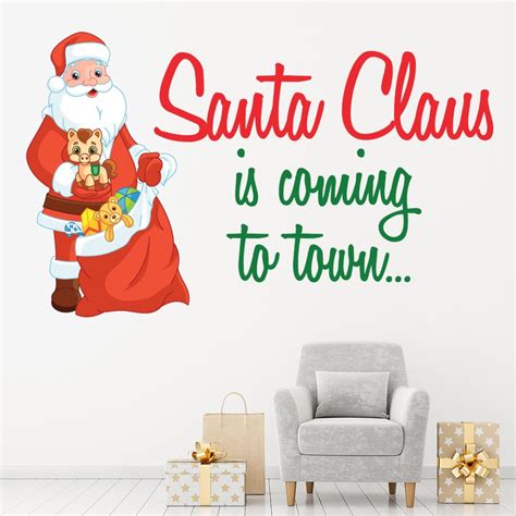 Santa Claus Is Coming To Town Christmas Quote Wall Sticker