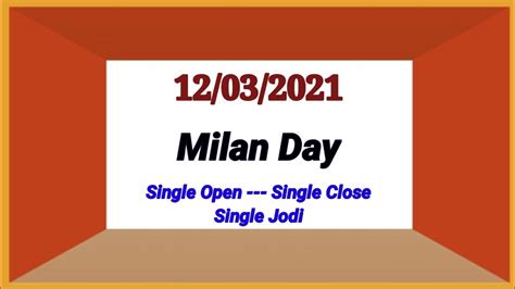 milan day today, 12 March 2021 Milan Day chart, - YouTube