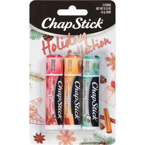 Chapstick Holiday Collection Holiday Cinnamon, Caramel Crème & Holiday Cocoa Flavors) Pack of 3 ...